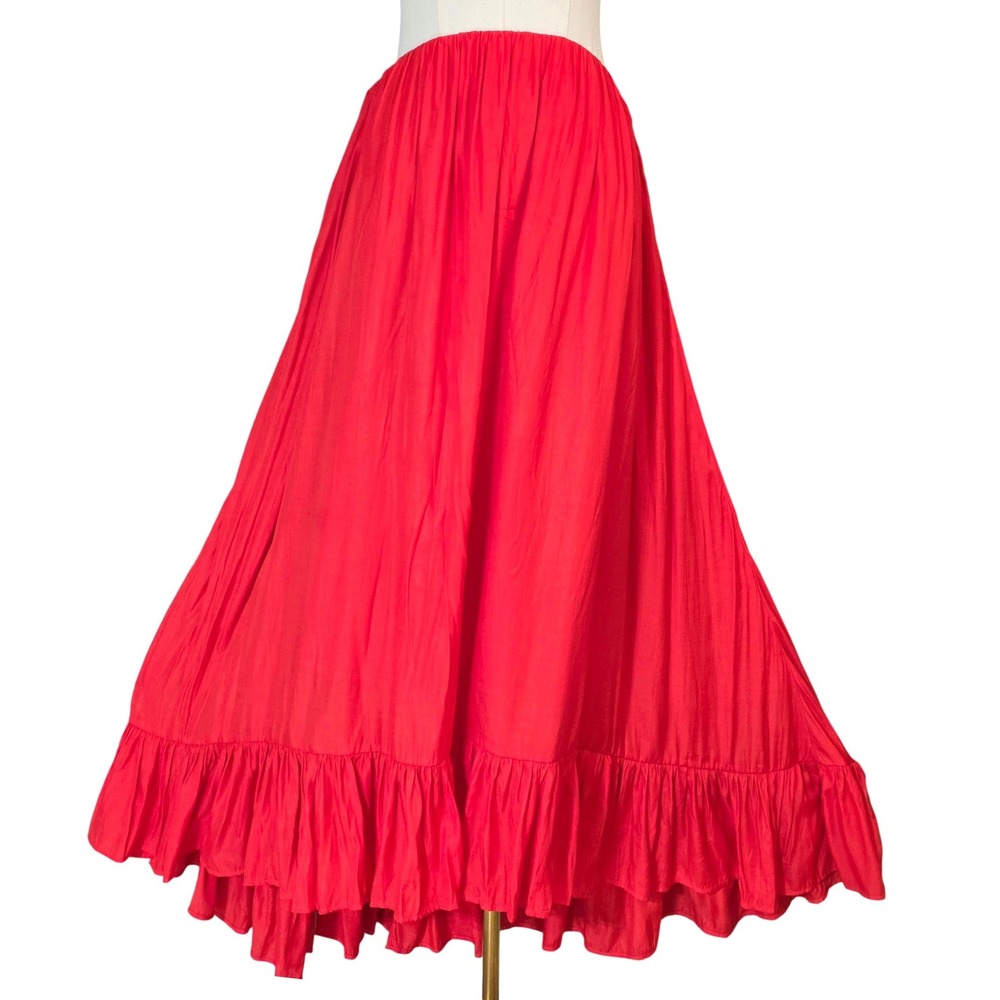 Easel High Low Maxi Skirt Womens Large Red Excellent Condition Ruffle Boho - Picture 3 of 10